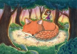 renard géant et petite princesse par Aline Richard illustration