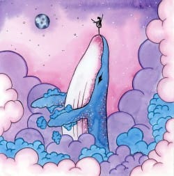 illustration baleine et nuages créée par Aline Richard illustration