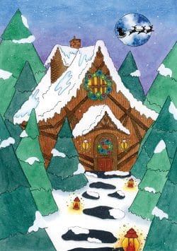 chalet en hiver par Aline Richard illustration